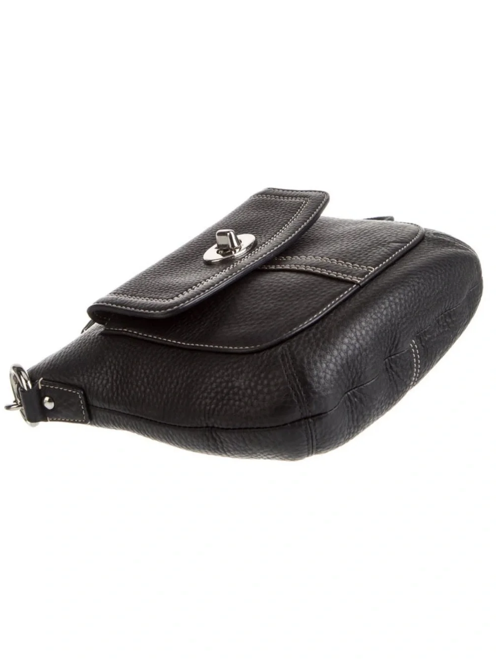 Coach Black Pebbled Leather Turn-Lock Crossbody